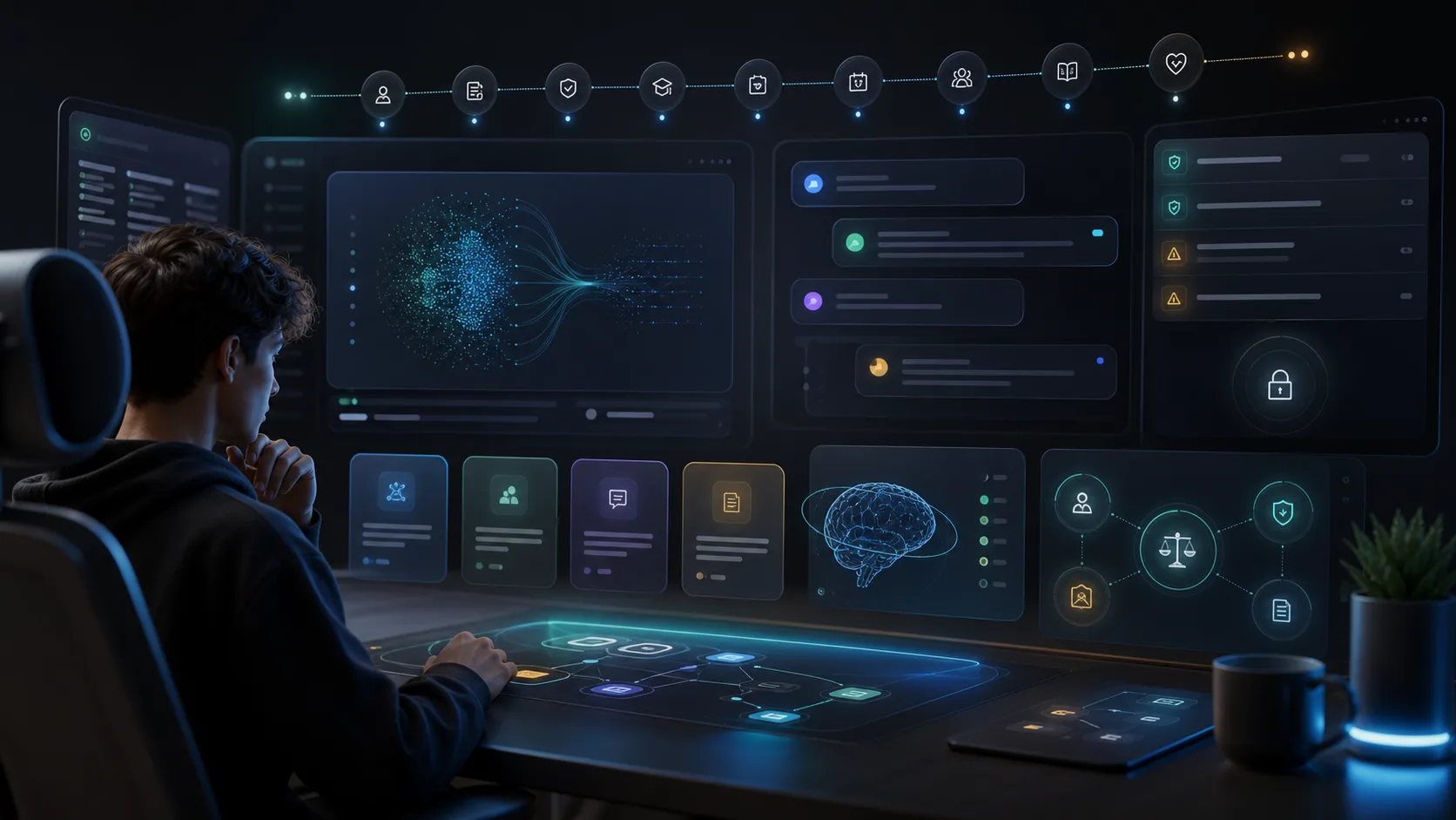AI venture studio workspace with structured learning activities